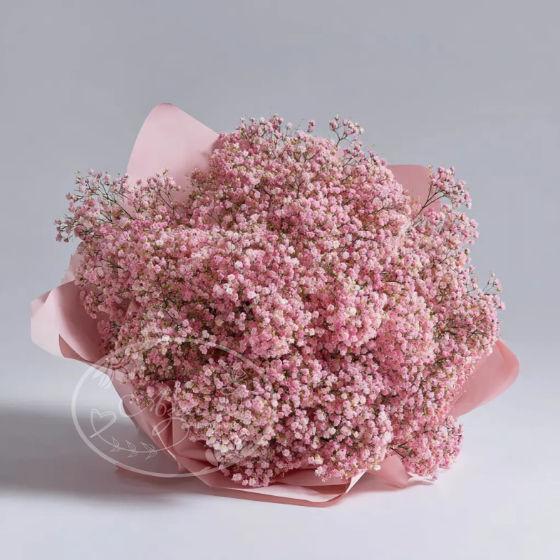Монобукет из розовой гипсофилы