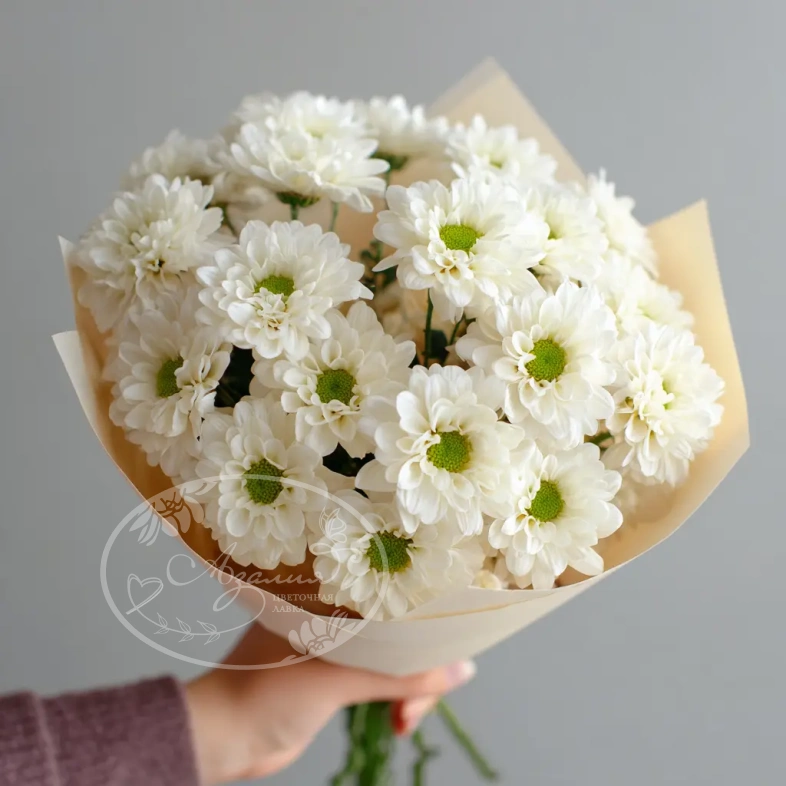 Монобукет из белых хризантем