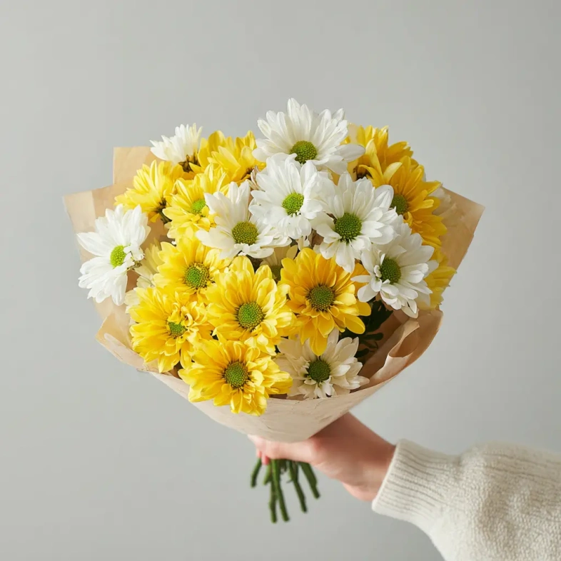 Монобукет из хризантем &laquo;Лучик солнца&raquo;