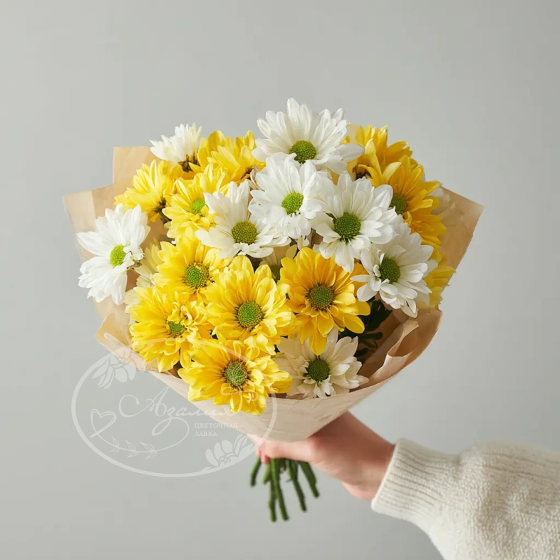 Монобукет из хризантем &laquo;Лучик солнца&raquo;