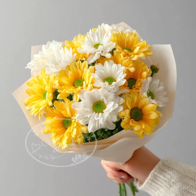 Монобукет из хризантем &laquo;Лучик солнца&raquo;