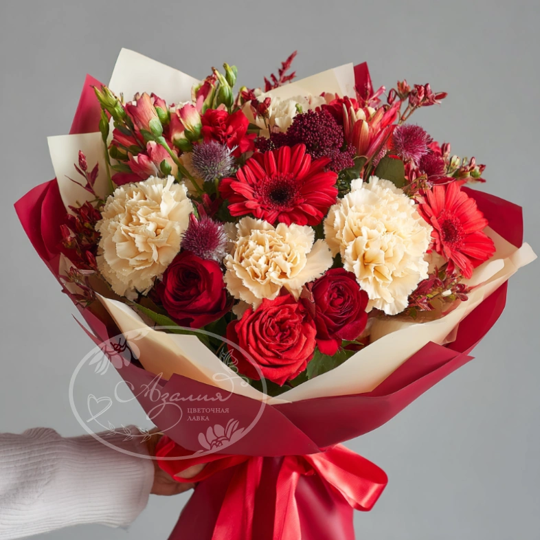 Букет с гвоздиками &laquo;Теплые объятия&raquo;