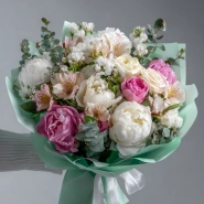 Букет с пионами &laquo;Облачное настроение&raquo; 0