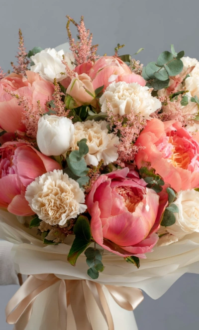 Букет с пионами «Медовый этюд»