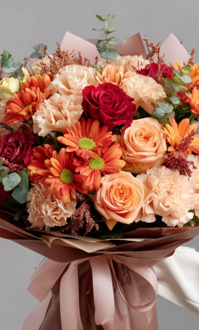 Букет с хризантемами «Листопад эмоций»