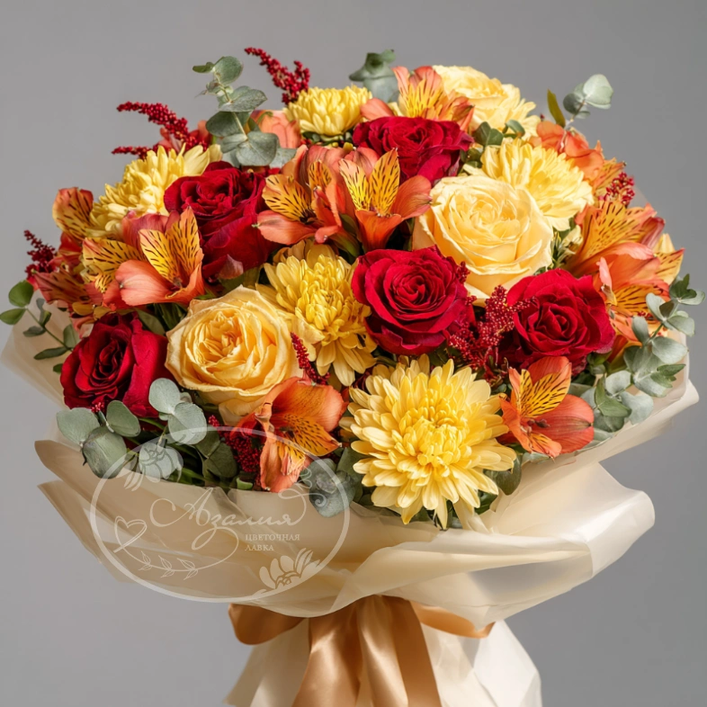 Букет с хризантемами &laquo;Огни сентября&raquo;