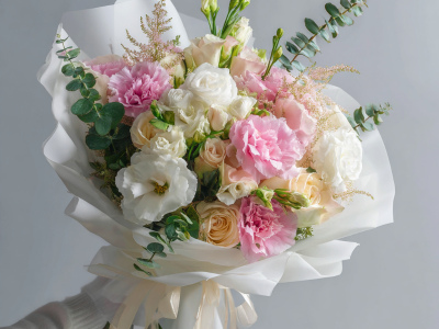 Букет с эустомами «Мягкое прикосновение»