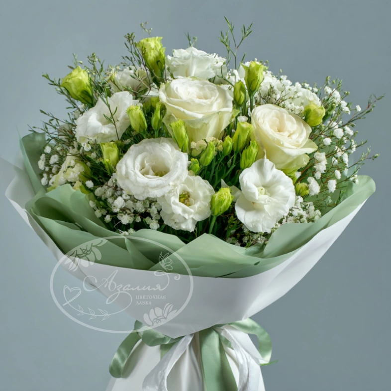 Букет с эустомами &laquo;Белый перезвон&raquo;