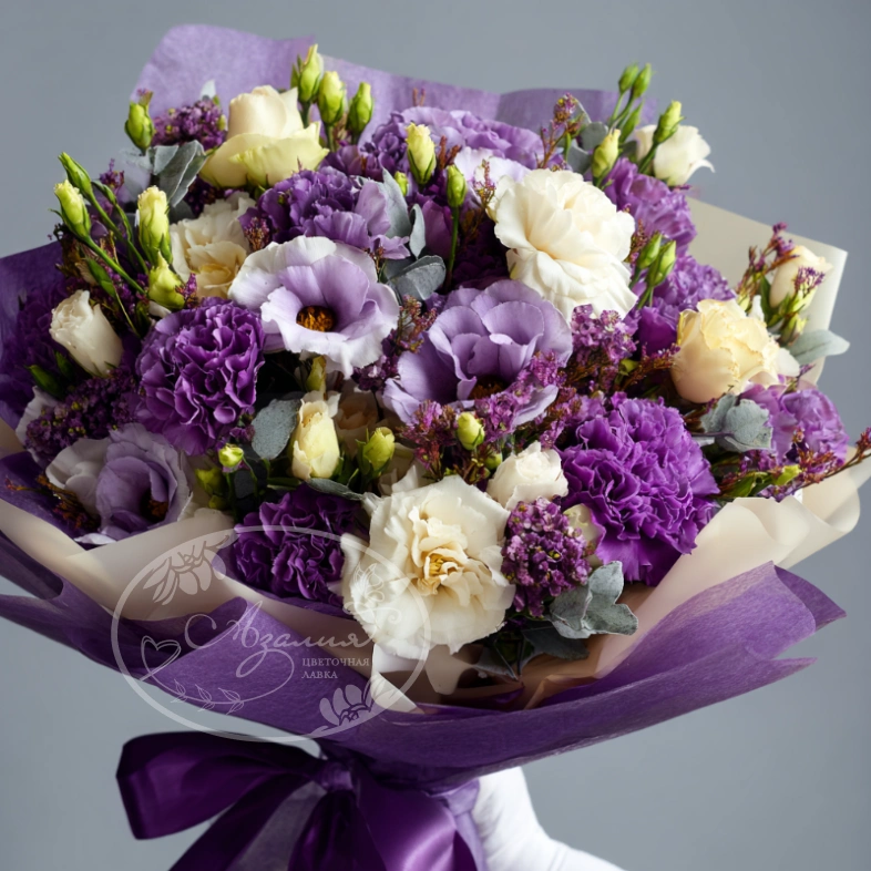 Букет с эустомами &laquo;Сиреневый шепот&raquo;