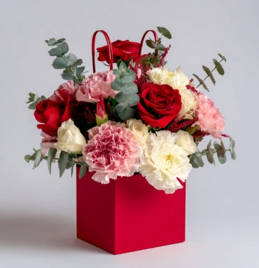 Композиция в сумочке «Цветы в ритме города»