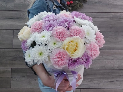 Композиция в коробке «Сладкая вата»