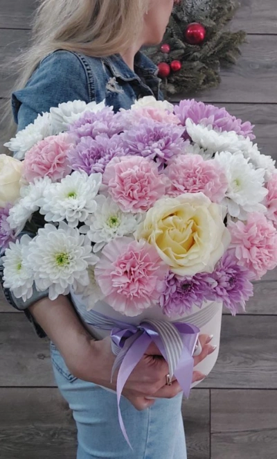 Композиция в коробке «Сладкая вата»