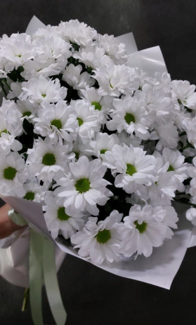 Букет из ромашковых хризантем «Привет, ромашки»